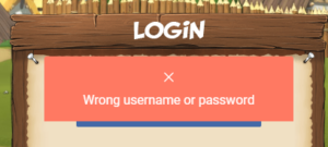 Wrong username or password