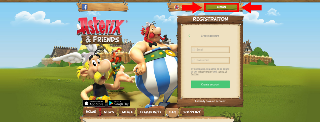 Login Button on Main Page