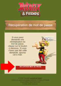 Ce bouton, dans l'e-mail reçu, ouvre la page dans votre navigateur afin de définir votre nouveau mot de passe.